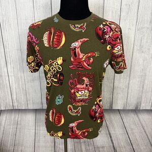 Nickelodeon SpongeBob Men's Large Green AOP Short Sleeve Crewneck T-Shirt